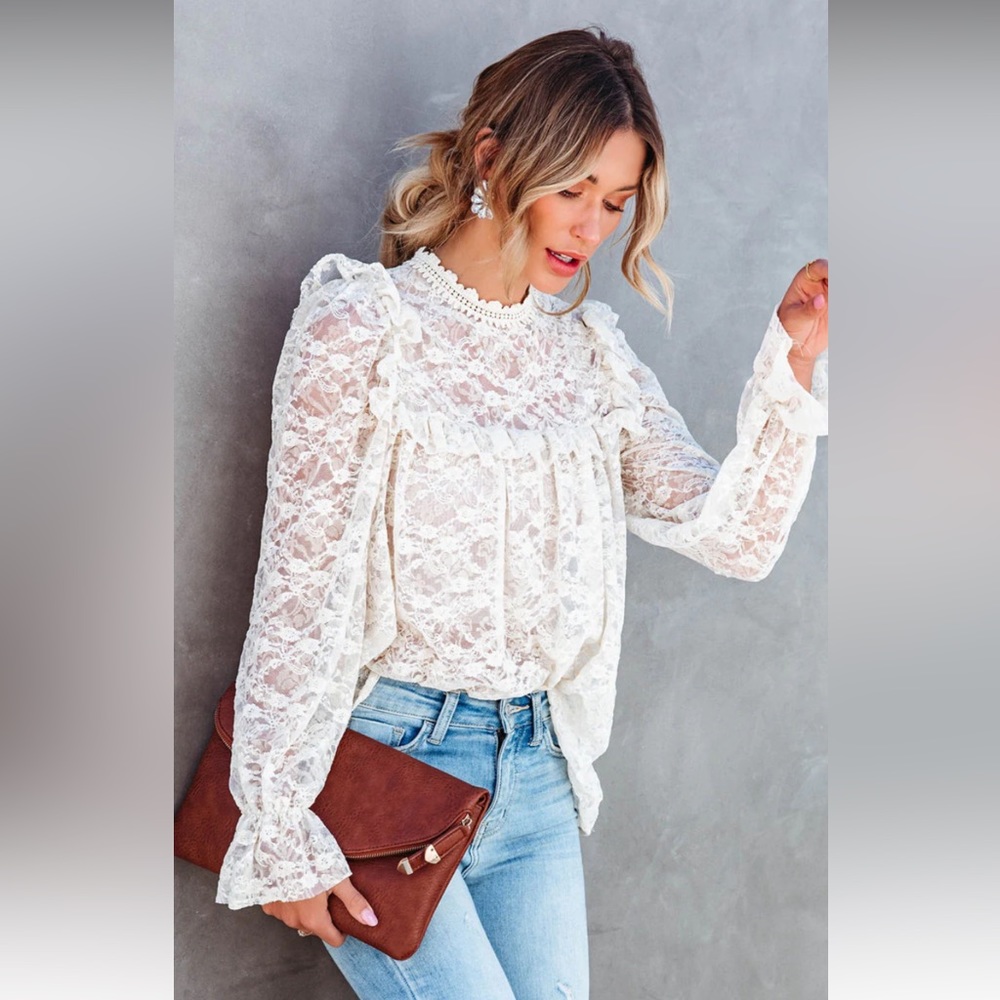 VICI LACE BABYDOLL TOP - IVORY - Picture 1 of 2